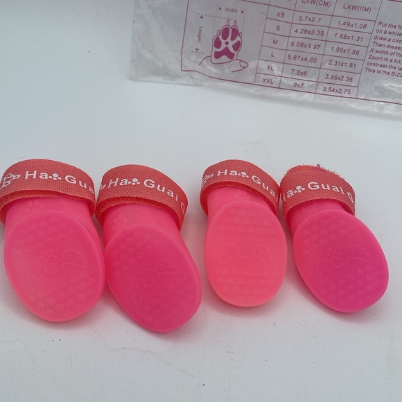 Pink Silicone pet rain boots anti dirty anti slip sz small hook/ loop closure - Picture 6 of 6